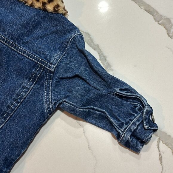 Arizona Jean Co | Vintage Girls Denim Jean Jacket Animal Print Faux Fur 3-6M - Picture 4 of 12